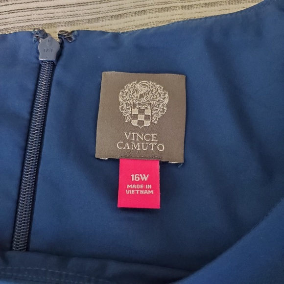 Vince Camuto | Ruffle Crepe A-Line Dress Teal 16W - Picture 5 of 7